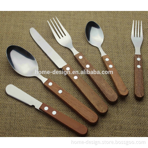 New stainless steel wooden handle cutlery wholesale including cheese spreader/butter knife